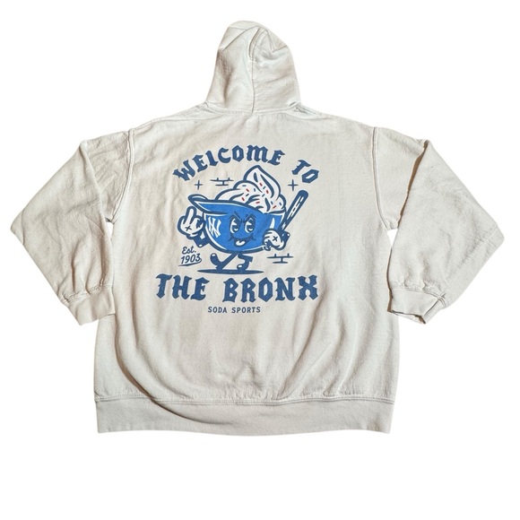 Soda Sports Welcome To The Bronx White Cotton Hoodie Men's Size Large - Picture 2 of 8